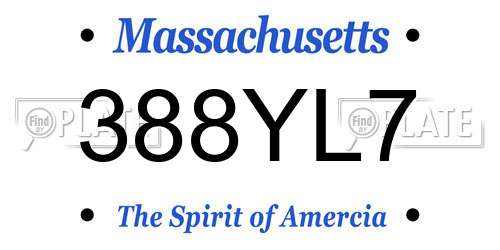 388YL7 Massachusetts License Plate