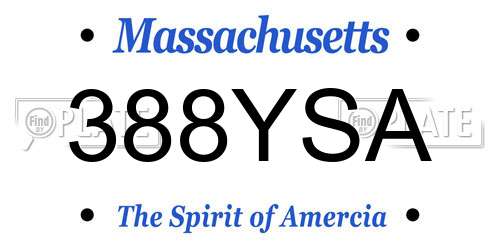 388YSA Massachusetts License Plate