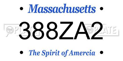 388ZA2 Massachusetts License Plate