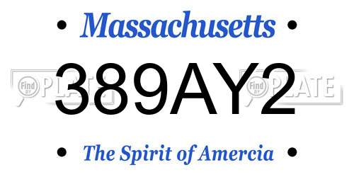 389AY2 Massachusetts License Plate