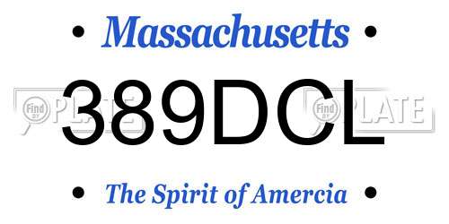 389DCL Massachusetts License Plate
