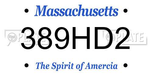 389HD2 Massachusetts License Plate