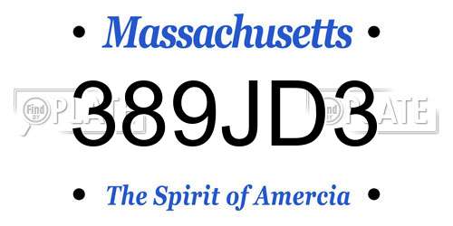 389JD3 Massachusetts License Plate