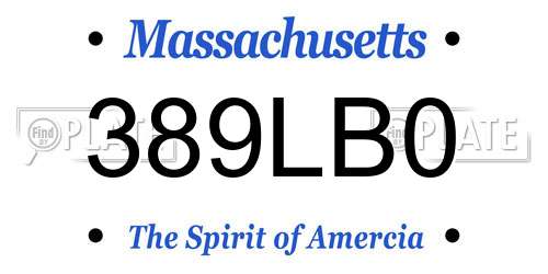 389LB0 Massachusetts License Plate
