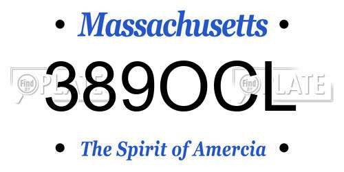 389OCL Massachusetts License Plate