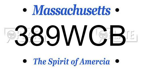 389WCB Massachusetts License Plate