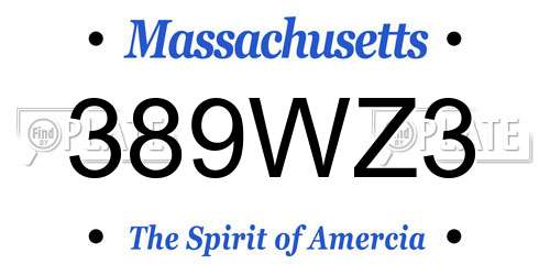 389WZ3 Massachusetts License Plate