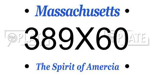 389X60 Massachusetts License Plate