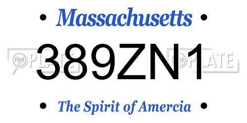 389ZN1 Massachusetts License Plate