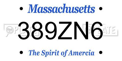 389ZN6 Massachusetts License Plate