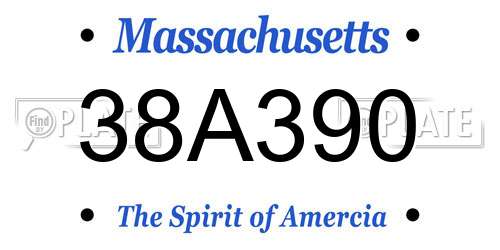 38A390 Massachusetts License Plate