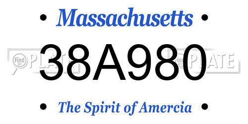 38A980 Massachusetts License Plate