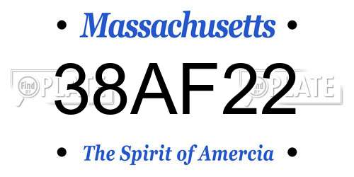 38AF22 Massachusetts License Plate