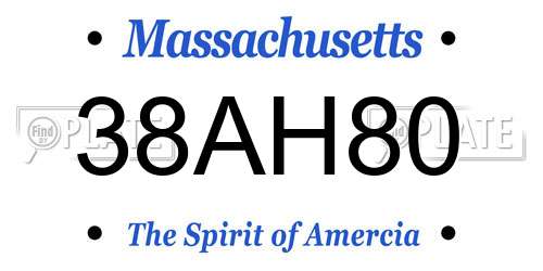 38AH80 Massachusetts License Plate