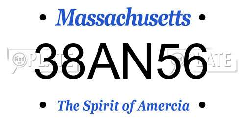 38AN56 Massachusetts License Plate