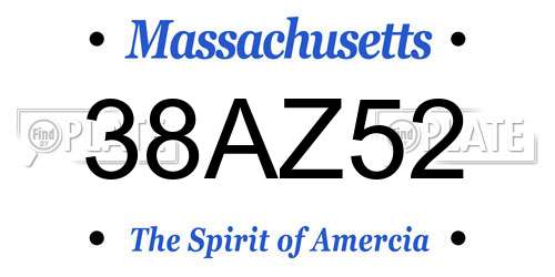 38AZ52 Massachusetts License Plate