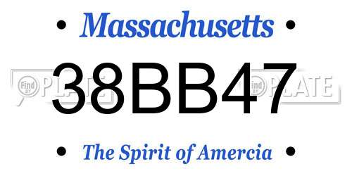 38BB47 Massachusetts License Plate