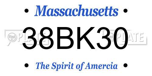 38BK30 Massachusetts License Plate