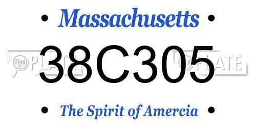 38C305 Massachusetts License Plate