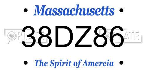 38DZ86 Massachusetts License Plate