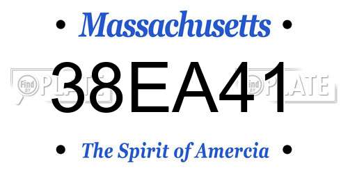 38EA41 Massachusetts License Plate