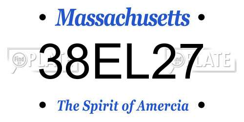38EL27 Massachusetts License Plate