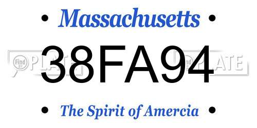 38FA94 Massachusetts License Plate