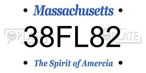 38FL82 Massachusetts License Plate