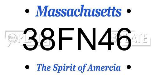 38FN46 Massachusetts License Plate