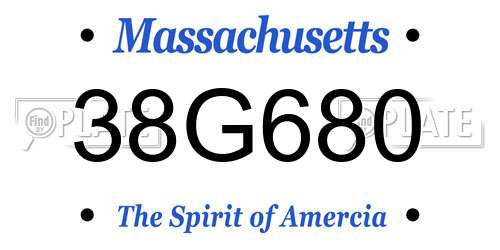 38G680 Massachusetts License Plate