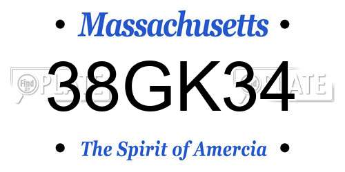 38GK34 Massachusetts License Plate