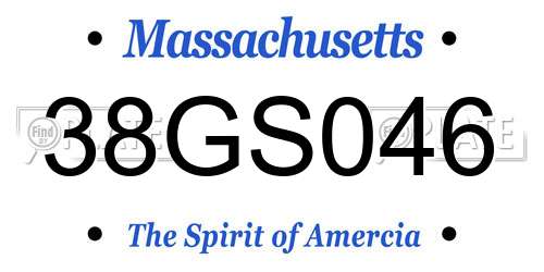 38GS046 Massachusetts License Plate