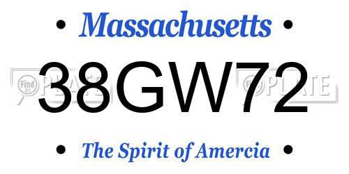 38GW72 Massachusetts License Plate