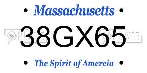 38GX65 Massachusetts License Plate