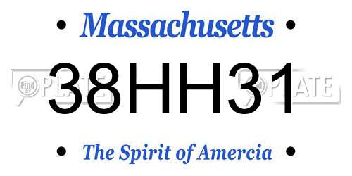 38HH31 Massachusetts License Plate