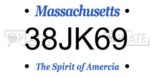 38JK69 Massachusetts License Plate