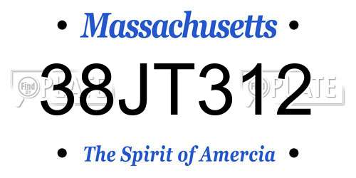 38JT312 Massachusetts License Plate