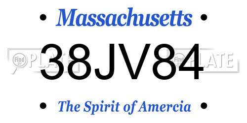38JV84 Massachusetts License Plate