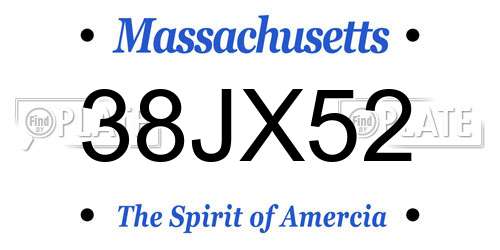 38JX52 Massachusetts License Plate