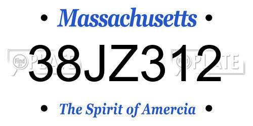 38JZ312 Massachusetts License Plate