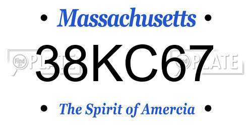 38KC67 Massachusetts License Plate