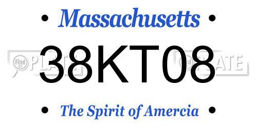 38KT08 Massachusetts License Plate