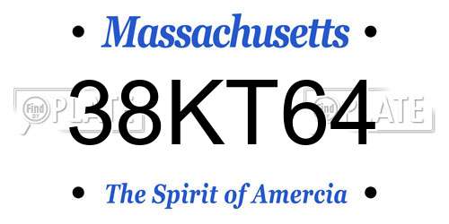 38KT64 Massachusetts License Plate