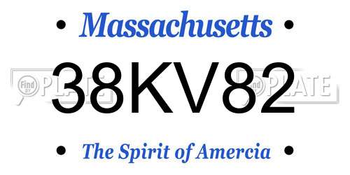 38KV82 Massachusetts License Plate