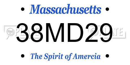 38MD29 Massachusetts License Plate