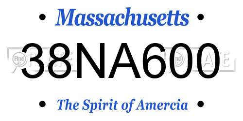 38NA600 Massachusetts License Plate