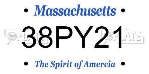38PY21 Massachusetts License Plate