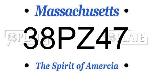 38PZ47 Massachusetts License Plate