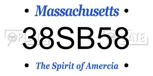 38SB58 Massachusetts License Plate