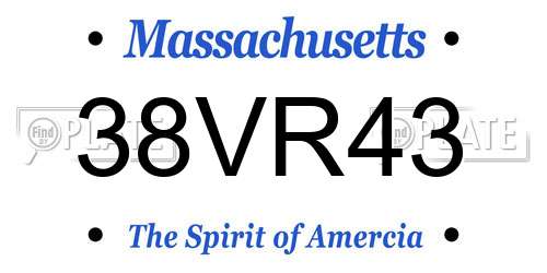 38VR43 Massachusetts License Plate